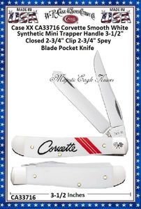 W.R. Case & Sons Cutlery CA33716 Case XX Corvette Smooth White Synthetic Mini Trapper Handle 3-1/2" Closed 2-3/4" Clip 2-3/4" Spey Blade Pocket Knife