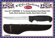 W.R. Case & Sons Cutlery CA342 Case XX�  texturized lightweight black synthetic handle 6" Fillet Knife with Ballistic Nylon Sheath
