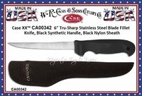 W.R. Case & Sons Cutlery CA342 Case XX�  texturized lightweight black synthetic handle 6" Fillet Knife with Ballistic Nylon Sheath
