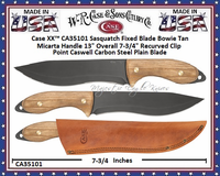 W.R. Case & Sons Cutlery CA35101 Case XX� Sasquatch Fixed Blade Bowie Tan Micarta Handle 13" Overall 7-3/4" Re curved Clip Point Caswell Carbon Steel Plain Blade 
