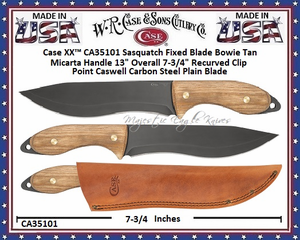 W.R. Case & Sons Cutlery CA35101 Case XX™ Sasquatch Fixed Blade Bowie Tan Micarta Handle 13" Overall 7-3/4" Re curved Clip Point Caswell Carbon Steel Plain Blade W.R. Case & Sons Cutlery CA35101 Case XX™ Sasquatch Fixed Blade Bowie Tan Micarta Handle 13" Overall 7-3/4" Re curved Clip Point Caswell Carbon Steel Plain Blade