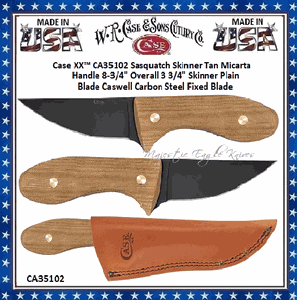 W.R. Case & Sons Cutlery CA35102 Case XX� Sasquatch Skinner Tan Micarta Handle 8-3/4" Overall 3 3/4" Skinner Plain Blade Caswell Carbon Steel Fixed Blade 