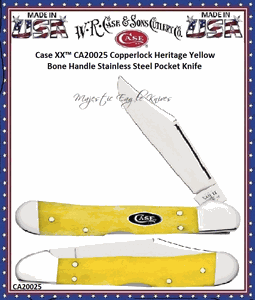 W.R. Case & Sons Cutlery CA20025 Case XX� Copperlock Heritage Yellow Bone Handle Stainless Steel Pocket Knife