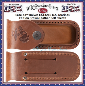 W.R. Case & Sons Cutlery CA13210 Case XX™ Knives U.S. Marines Edition Brown Genuine Leather Belt Sheath W.R. Case & Sons Cutlery CA13210 Case XX™ Knives U.S. Marines Edition Brown Genuine Leather Belt Sheath