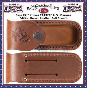 W.R. Case & Sons Cutlery CA13210 Case XX Knives U.S. Marines Edition Brown Genuine Leather Belt Sheath 