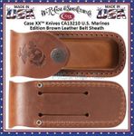 W.R. Case & Sons Cutlery CA13210 Case XX Knives U.S. Marines Edition Brown Genuine Leather Belt Sheath 