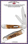 W.R. Case & Sons Cutlery CA30091 Case XX� Peach Seed Jig Amber Bone Handle CV Copperhead 3-7/8" Closed (6249 CV), Slip-joint (non-locking) Pocket Knife 