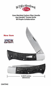 W.R. Case-Sons Cutlery CA47542 Case XX™ Bill Ruple x Case Axe Marbled Carbon Fiber Handle 4-3/8" Closed 3-3/8" W.R. Case-Sons Cutlery CA47542 Case XX™ Bill Ruple x Case Axe Marbled Carbon Fiber Handle 4-3/8" Closed 3-3/8"