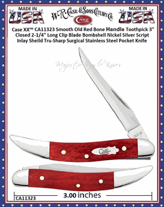 W.R. Case & Sons Cutlery CA11323 Case XX� Smooth Old Red Bone Handle Toothpick Pocket Knife