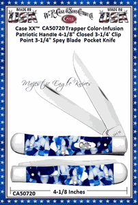 W.R. Case & Sons Cutlery CA50720 Case XX� Trapper Blue Crackle Kirinite Handle 4-1/8" Closed 3-1/4" Clip 3-1/4" Spey Plain Blade Tru-Sharp Stainless Steel Pocket Knife