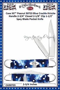 W.R. Case & Sons Cutlery CA50723 Case XX� Peanut Blue Crackle Kirinite Handle 2-3/4" Closed 2-1/8" Clip1-1/2" Pen Plain Blade Tru-Sharp Stainless Steel Pocket Knife