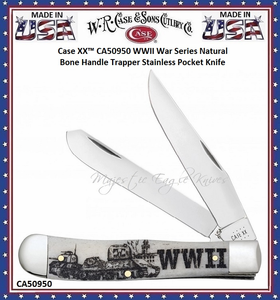W.R. Case & Sons Cutlery CA50950 Case XX� WWII War Series Natural Bone Handle Trapper Stainless Pocket Knife     