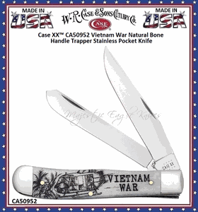 W.R. Case & Sons Cutlery CA50952 Case XX� Vietnam War Natural Bone Handle Trapper Stainless Pocket Knife