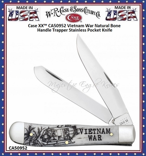 W.R. Case & Sons Cutlery CA50952 Case XX� Vietnam War Natural Bone Handle Trapper Stainless Pocket Knife