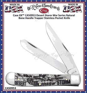 W.R. Case & Sons Cutlery CA50953 Case XX� Desert Storm War Series Natural Bone Handle Trapper Stainless Pocket Knife  