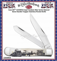 W.R. Case & Sons Cutlery CA50954 Case XX™ Iraqi Freedom War Series Natural Bone Handle Trapper Stainless Pocket Knife W.R. Case & Sons Cutlery CA50954 Case XX™ Iraqi Freedom War Series Natural Bone Handle Trapper Stainless Pocket Knife
