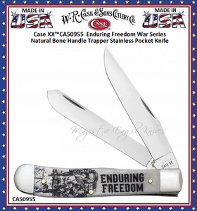 W.R. Case & Sons Cutlery CA50955 Case XX™ Enduring Freedom War Series Natural Bone Handle Trapper Stainless Pocket Knife W.R. Case & Sons Cutlery CA50955 Case XX™ Enduring Freedom War Series Natural Bone Handle Trapper Stainless Pocket Knife