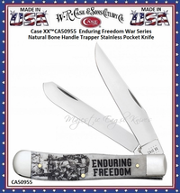 W.R. Case & Sons Cutlery CA50955 Case XX™ Enduring Freedom War Series Natural Bone Handle Trapper Stainless Pocket Knife W.R. Case & Sons Cutlery CA50955 Case XX™ Enduring Freedom War Series Natural Bone Handle Trapper Stainless Pocket Knife