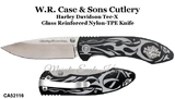 W.R. Case & Sons Cutlery CA52116 Harley-Davidson Motor Cycle Tec-X-TF1 Biker Linerlock Blue Flame Handle Folding Pocket Knife