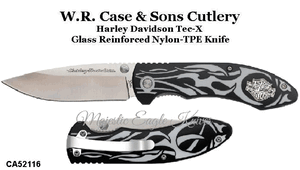 W.R. Case & Sons Cutlery CA52116 Harley-Davidson Motor Cycle Tec-X-TF1 Biker Linerlock Blue Flame Handle Folding Pocket Knife