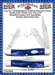 W.R. Case & Sons Cutlery CA23448 Case XX� Medium Stockman Blue Pearl Kirinite Handle 3-5/8" Closed 2-1/2" Clip 1-7/8" Sheepsfoot Coping 1-3/4" Spey Blades Stainless Steel Pocket Knife