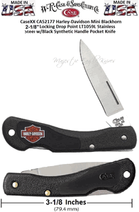 W.R. Case & Sons Cutlery CA52177 CaseXX Harley-Davidson Mini Blackhorn 2-1/8" Locking Drop Point LT1059L SS with Black Synthetic Handle Pocket Knife