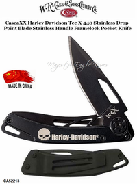 W.R. Case & Sons Cutlery CA52213 CaseXX Harley Davidson TecX 2-1/4" 440 Black Finish Stainless Steel Plain Blade Black Stainless Steel Handles, Thumb pull. Lanyard hole Framelock Pocket Knife W.R. Case & Sons Cutlery CA52213 CaseXX Harley Davidson TecX 2-1/4" 440 Black Finish Stainless Steel Plain Blade Black Stainless Steel Handles, Thumb pull. Lanyard hole Framelock Pocket Knife