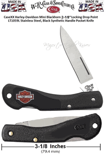 W.R. Case & Sons Cutlery CA52223 CaseXX Harley-Davidson Mini Blackhorn 2-1/8" Locking Drop Point LT1059L SS with Black Synthetic Handle Pocket Knife