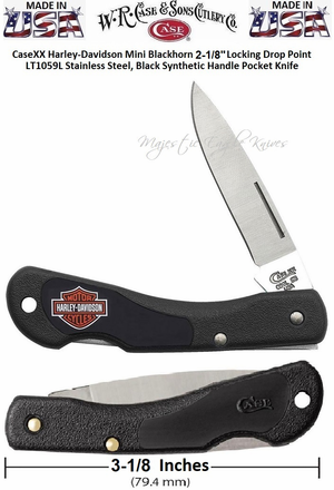 W.R. Case & Sons Cutlery CA52223 CaseXX Harley-Davidson Mini Blackhorn 2-1/8" Locking Drop Point LT1059L SS with Black Synthetic Handle Pocket Knife W.R. Case & Sons Cutlery CA52223 CaseXX Harley-Davidson Mini Blackhorn 2-1/8" Locking Drop Point LT1059L SS with Black Synthetic Handle Pocket Knife