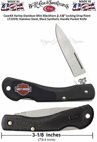 W.R. Case & Sons Cutlery CA52223 CaseXX Harley-Davidson Mini Blackhorn 2-1/8" Locking Drop Point LT1059L SS with Black Synthetic Handle Pocket Knife W.R. Case & Sons Cutlery CA52223 CaseXX Harley-Davidson Mini Blackhorn 2-1/8" Locking Drop Point LT1059L SS with Black Synthetic Handle Pocket Knife