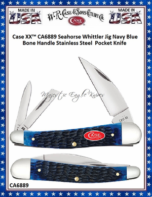 W.R. Case & Sons Cutlery CA6889 Case XX™ Seahorse Whittler Jig Navy Blue Bone Handle Stainless Steel Pocket Knife W.R. Case & Sons Cutlery CA6889 Case XX™ Seahorse Whittler Jig Navy Blue Bone Handle Stainless Steel Pocket Knife