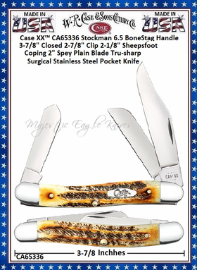 W.R. Case & Sons Cutlery CA65336 Case XX� Stockman 6.5 Bone Stag Handle Pocket Knife