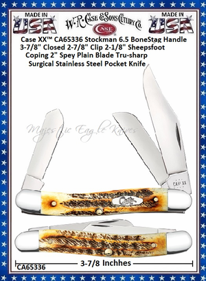 W.R. Case & Sons Cutlery CA65336 Case XX� Stockman 6.5 Bone Stag Handle Pocket Knife