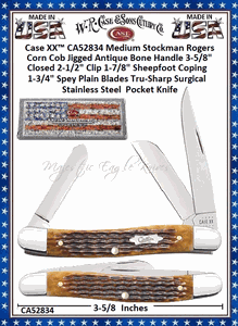 W.R. Case & Sons Cutlery CA52834 Case XX� Corn Cob Jigged Antique Bone Medium Stockman Slimline Steel Pocket Knife