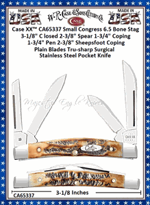 W.R. Case & Sons Cutlery CA65337 Case XX� Small Congress 6.5 Bone Handle Pocket Knife
