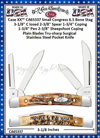 W.R. Case & Sons Cutlery CA65337 Case XX™ Small Congress 6.5 Bone Handle Pocket Knife W.R. Case & Sons Cutlery CA65337 Case XX™ Small Congress 6.5 Bone Handle Pocket Knife