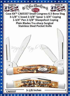 W.R. Case & Sons Cutlery CA65337 Case XX™ Small Congress 6.5 Bone Handle Pocket Knife W.R. Case & Sons Cutlery CA65337 Case XX™ Small Congress 6.5 Bone Handle Pocket Knife