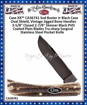 W.R. Case & Sons Cutlery CA36741 Case XX� Sodbuster Jr Vintage Bone Handle 4-1/8" Closed 3-1/4" Clip 3-1/4" Spey PVD Plain Blade Tru-sharp Surgical Stainless Steel Pocket Knife