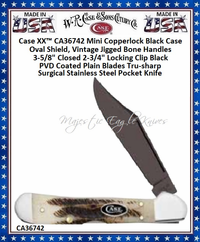 W.R. Case & Sons Cutlery CA36742 Case XX™ Mini Copperlock Vintage Bone Handle 4-1/8" Closed 3-1/4" Clip 3-1/4" Spey PVD Plain Blade Tru-sharp Surgical Stainless Steel Pocket Knife W.R. Case & Sons Cutlery CA36742 Case XX™ Mini Copperlock Vintage Bone Handle 4-1/8" Closed 3-1/4" Clip 3-1/4" Spey PVD Plain Blade Tru-sharp Surgical Stainless Steel Pocket Knife