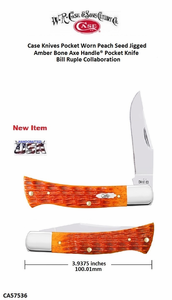 W.R. Case-Sons Cutlery CA57536 Case XX� Axe Crandall Jig Tequila Sunrise Bone Handle 4" Closed 3-1/4" Clip Blade Stainless Steel Pocket Knife