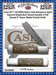 W.R. Case & Sons Cutlery CA15092 Case XX� Razor Jack Damascus Steel Natural Maple Burl Wood Handle 3-7/8" Closed 3" Razor Blade Pocket Knife
