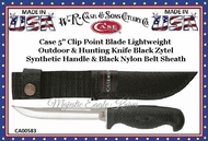W.R. Case & Sons Cutlery CA583 Case 5" Clip Point Blade Lightweight Outdoor & Hunting Knife Black Zytel Synthetic Handle & Black Nylon Belt Sheath