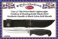 W.R. Case & Sons Cutlery CA583 Case 5" Clip Point Blade Lightweight Outdoor & Hunting Knife Black Zytel Synthetic Handle & Black Nylon Belt Sheath