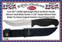 W.R. Case & Sons Cutlery CA588 Case XX� Lightweight Black Synthetic Handle Skinner Fixed Blade Hunter 5 1/8" Swept Skinner Plain Blade Tru-Sharp Surgical Stainless Steel Pocket Knife