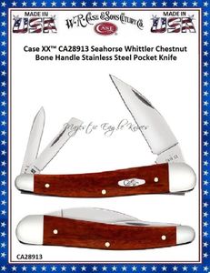 W.R. Case & Sons Cutlery CA28913 Case XX Seahorse Whittler Chestnut Bone Handle Stainless Steel Pocket Knife