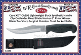W.R. Case & Sons Cutlery CA596 Case XX� Lightweight Black Synthetic Handle Clip Outlander Fixed Blade Hunter 6" Plain Skinner Blade Tru-Sharp Surgical Stainless Steel Pocket Knife