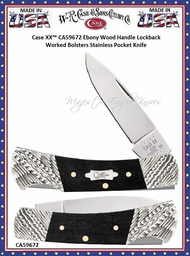 W.R. Case & Sons Cutlery CA59672 Case XX� Ebony Wood Handle Lockback Worked Bolsters Stainless Pocket Knife 