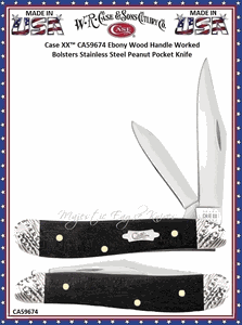 W.R. Case & Sons Cutlery CA59674 Case XX� Ebony Wood Handle Peanut Worked Bolsters Stainless Pocket Knife 