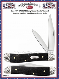 W.R. Case & Sons Cutlery CA59674 Case XX� Ebony Wood Handle Peanut Worked Bolsters Stainless Pocket Knife 
