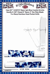 W.R. Case & Sons Cutlery CA50727 Case XX� Razor Jack Blue Crackle Kirinite Handle 3-7/8" Closed 3" Razor2" Pen Plain Blade Tru-Sharp Stainless Steel Pocket Knife